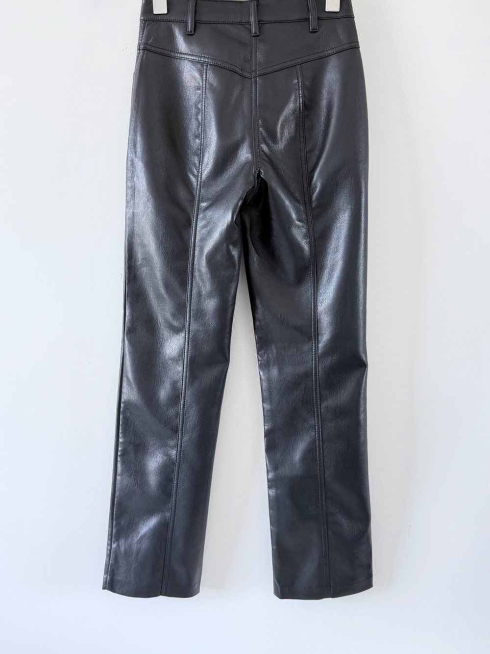 Aritzia Wilfred Rebel Vegan Leather Pants Black High Rise Straight Leg Size 0 - Picture 8 of 16